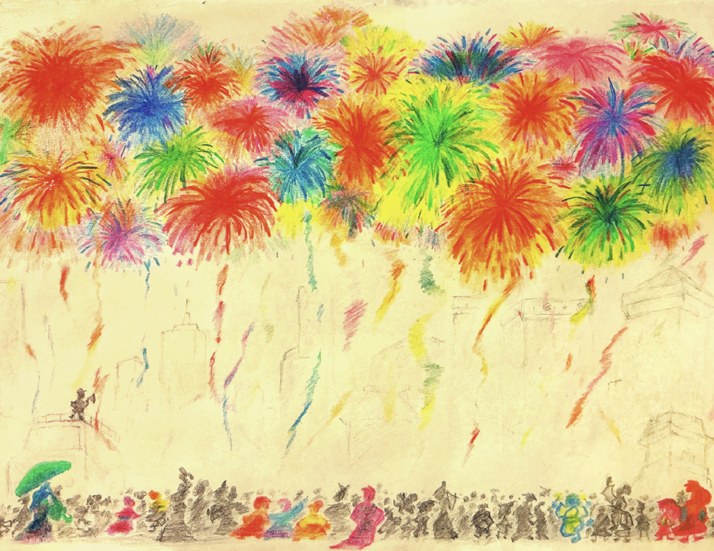 Chris Tran_Hanabi Festival_colored pencil and graphite_ 25.4x17.8 cm