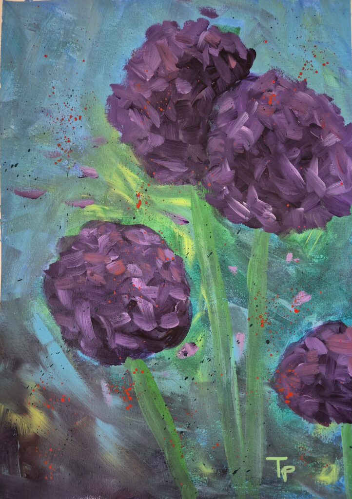cvijeće akril na papiru 40x30cm