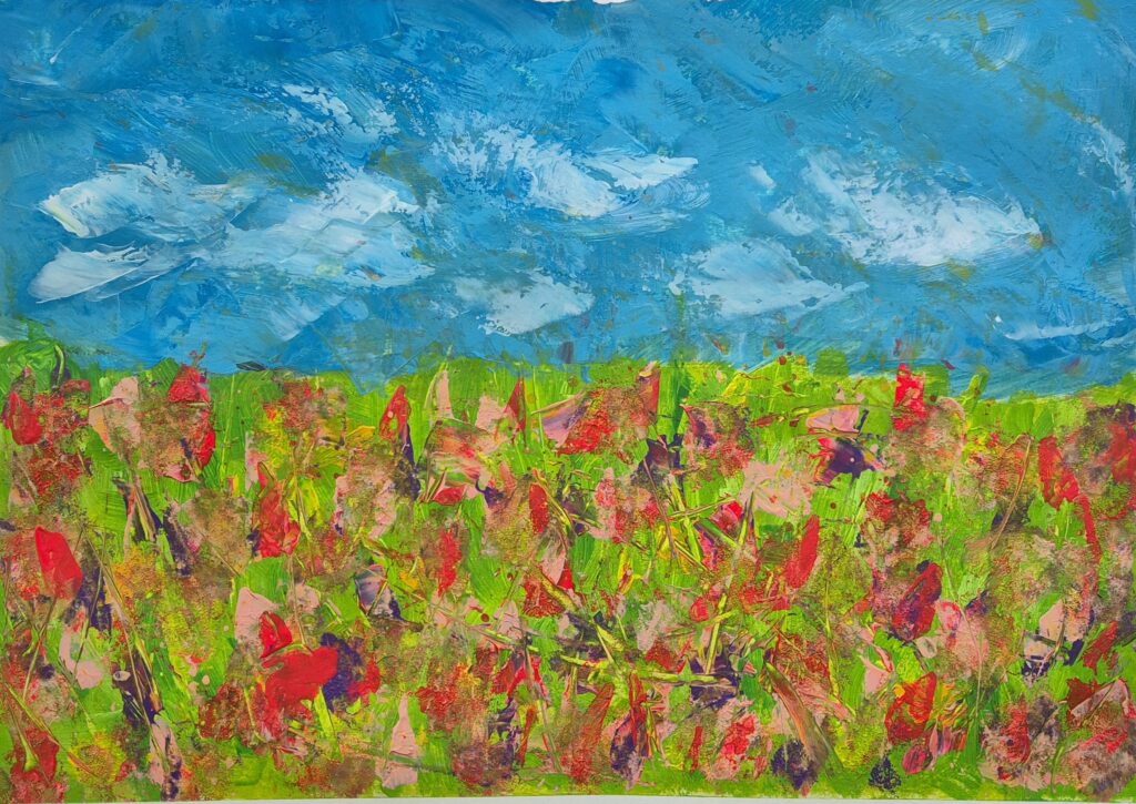 divlje cvijeće akril na papiru 30x40cm