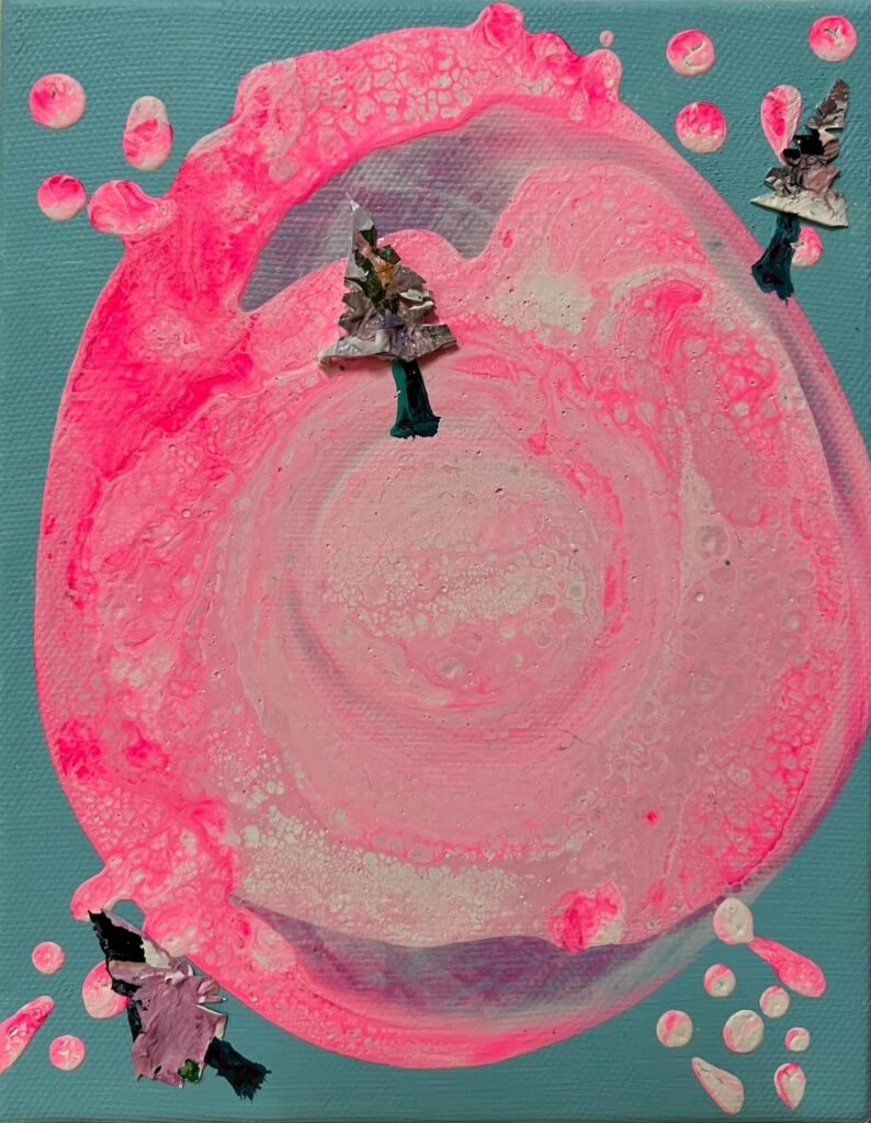 Jaden Zen_A Place to Pause_Acrylic Paint Skins and Acrylic on Canvas_18x14